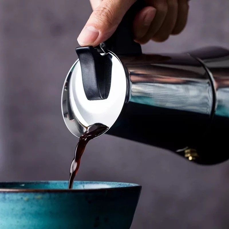 Daphnela Paslanmaz Çelik Ocak Üstü 6 Cup Fincan Moka Pot Espresso