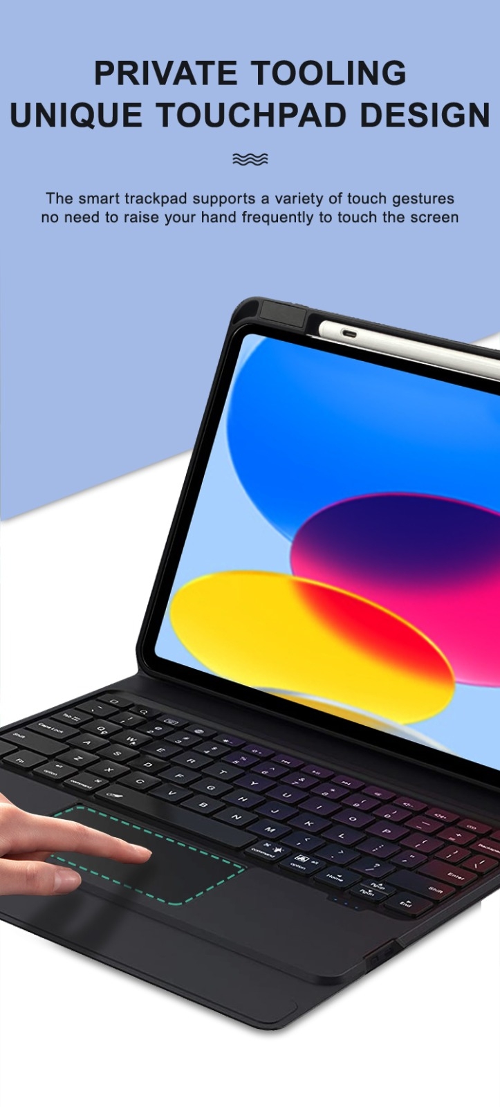 Daphnela iPad 10.2 10.Nesil Klavyeli Kılıf - Siyah