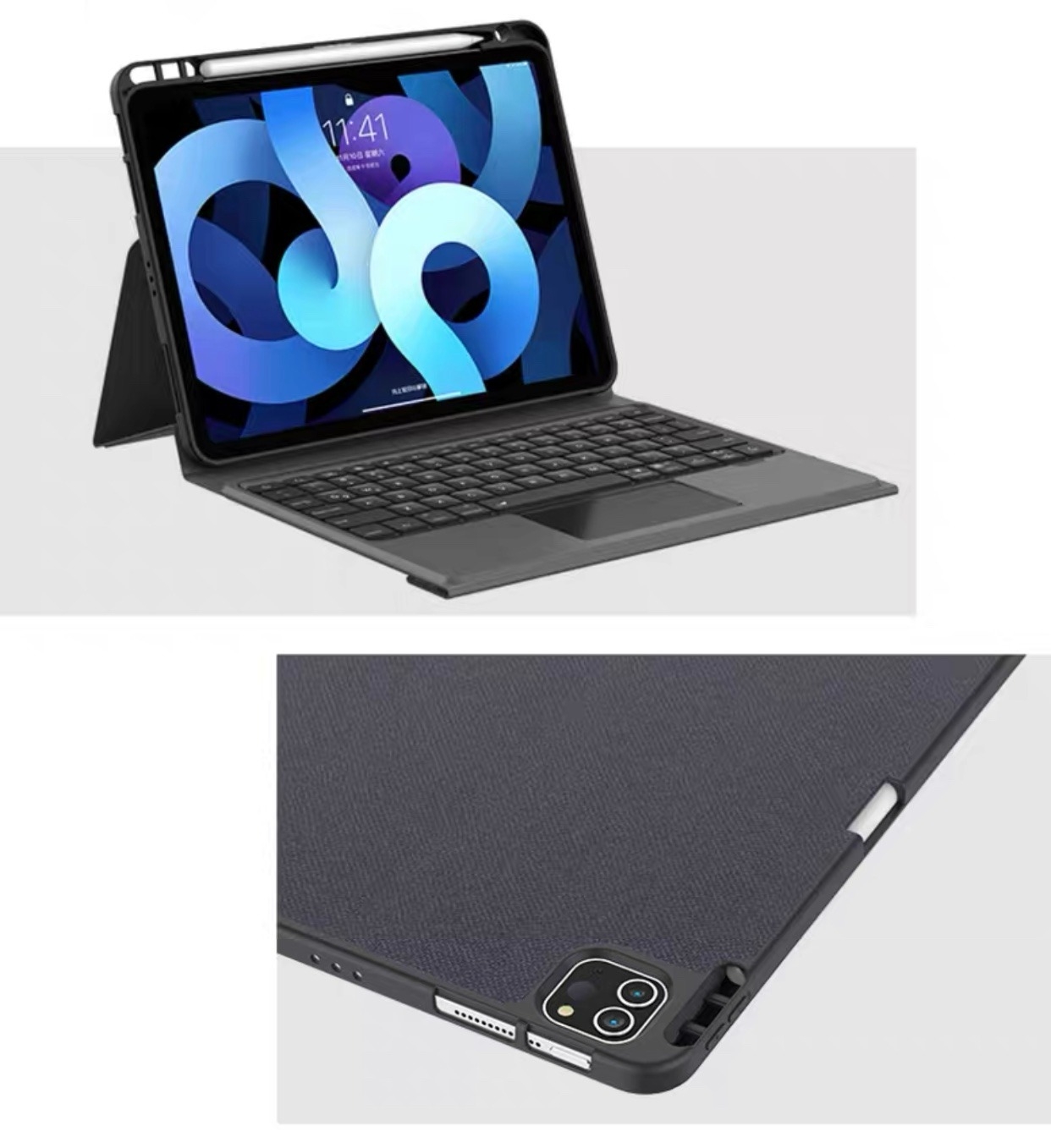 Daphnela iPad 12.9 5.Nesil Klavyeli Kılıf - Siyah